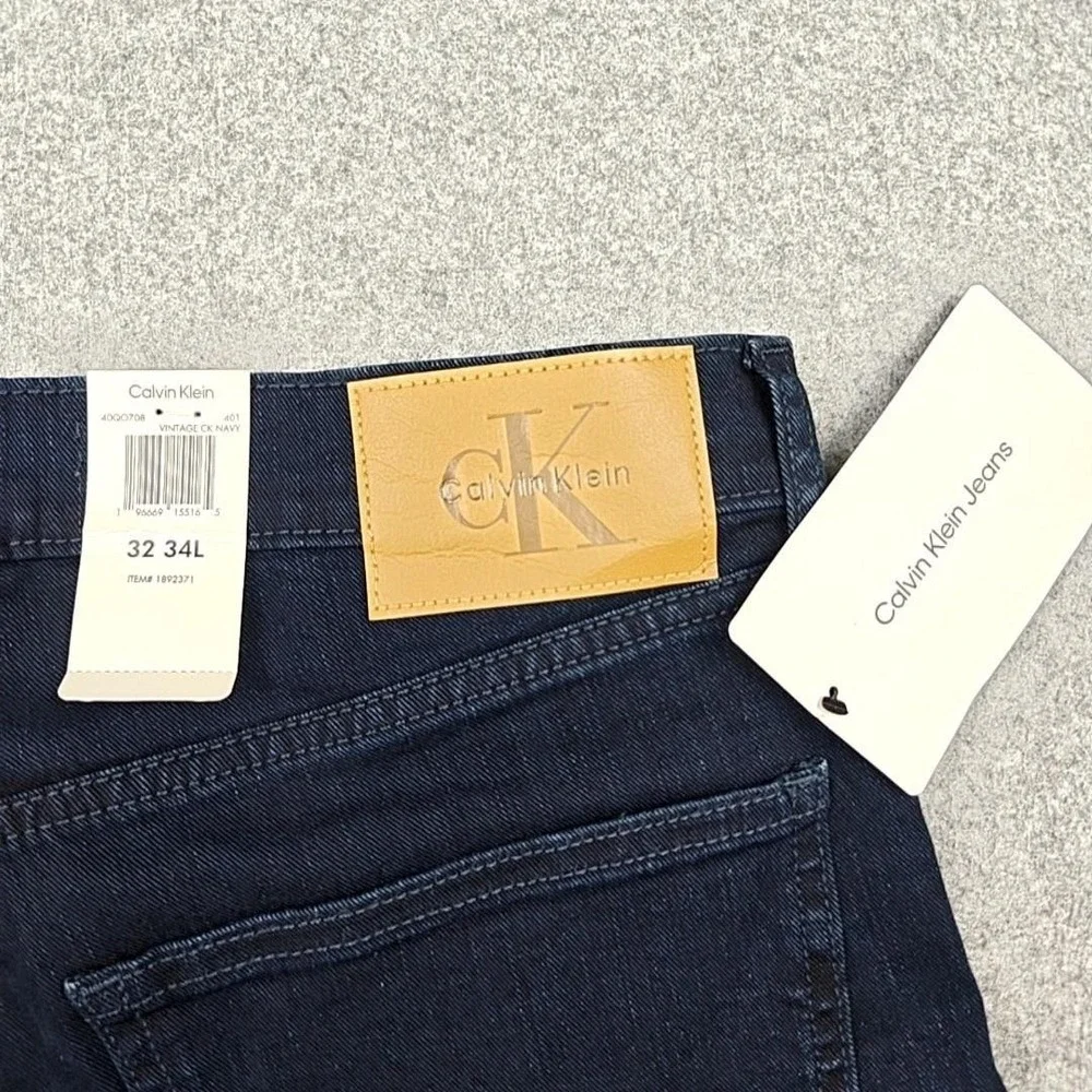 Calvin Klein Jeans Mens‎ 32x34 Blue Dark Wash Straight Leg Stretch Denim Pants